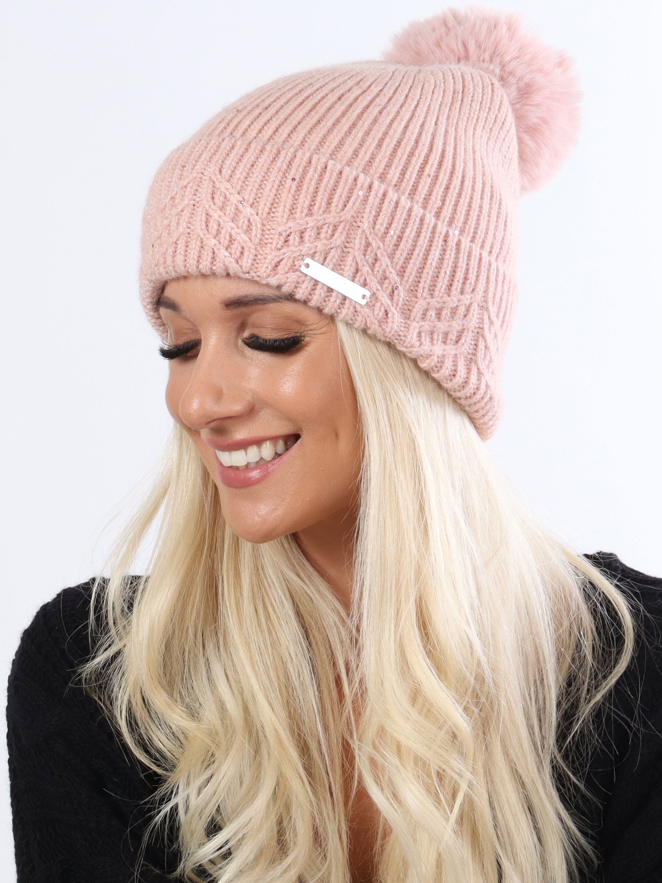 Melsi - Hue med glimmer og pompon